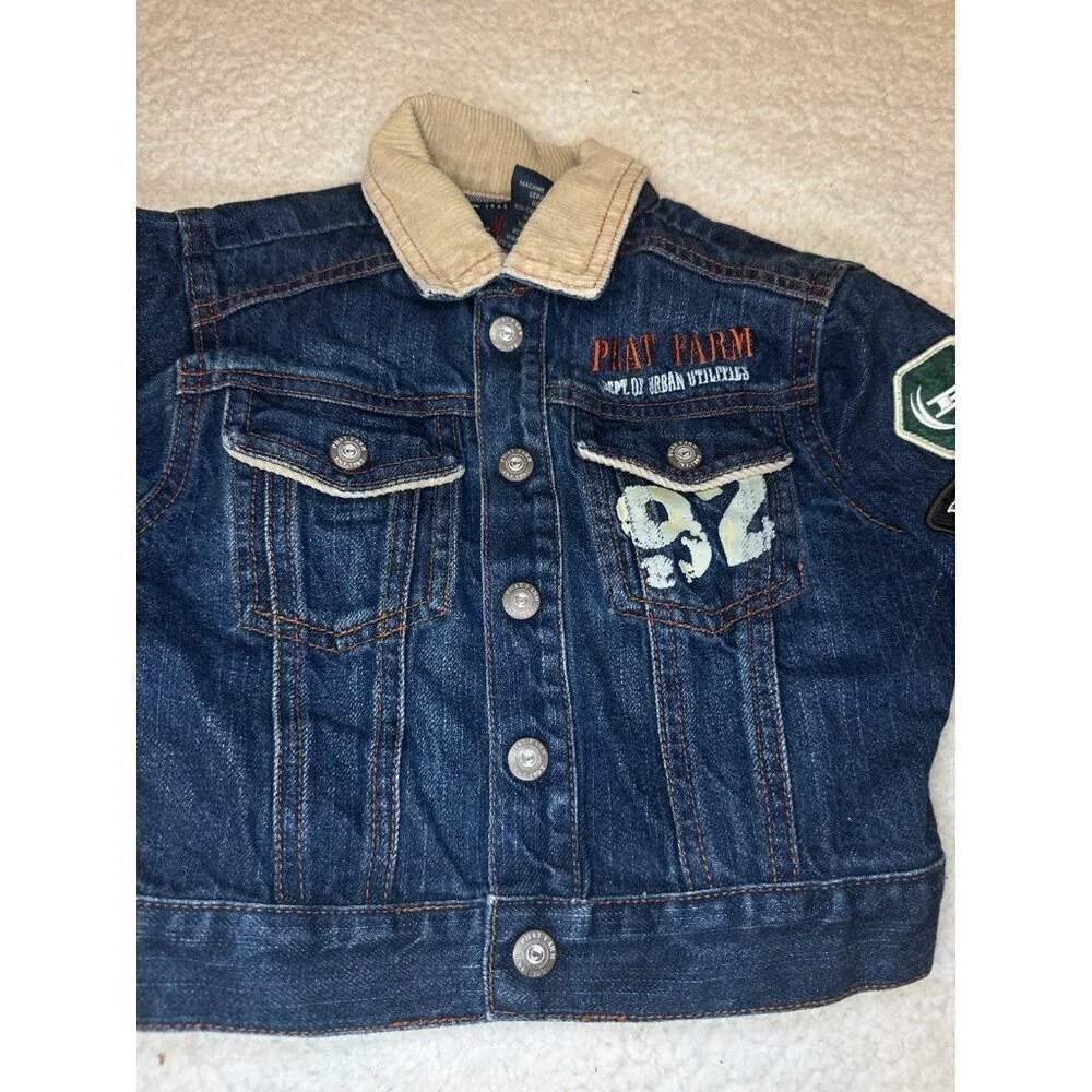 Vintage Phat Farm Jacket Toddler 2T Denim Button Patch Y2K Boys